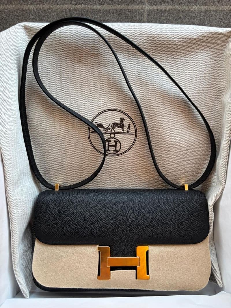 Hermès Constance Elan in Noir Epsom GHW hardware