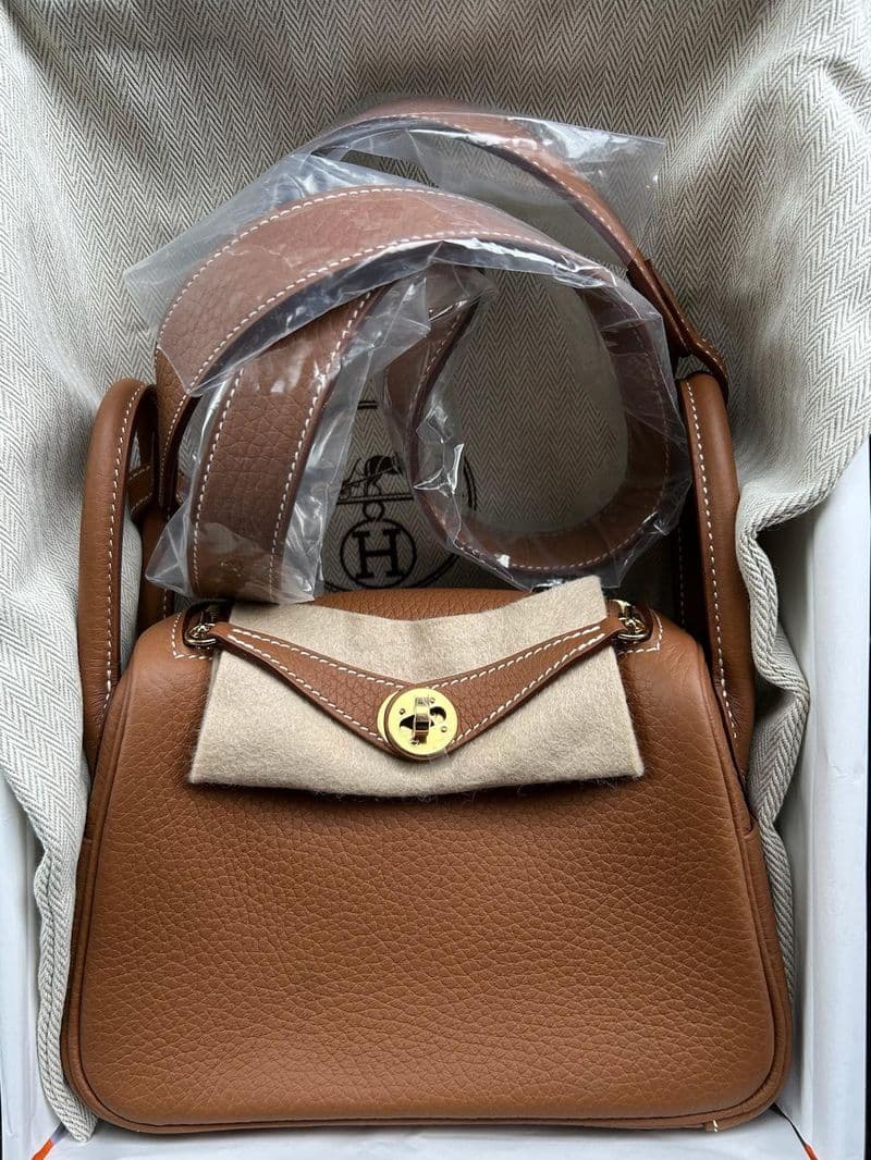 Hermès Mini Lindy in Gold TC GHW hardware