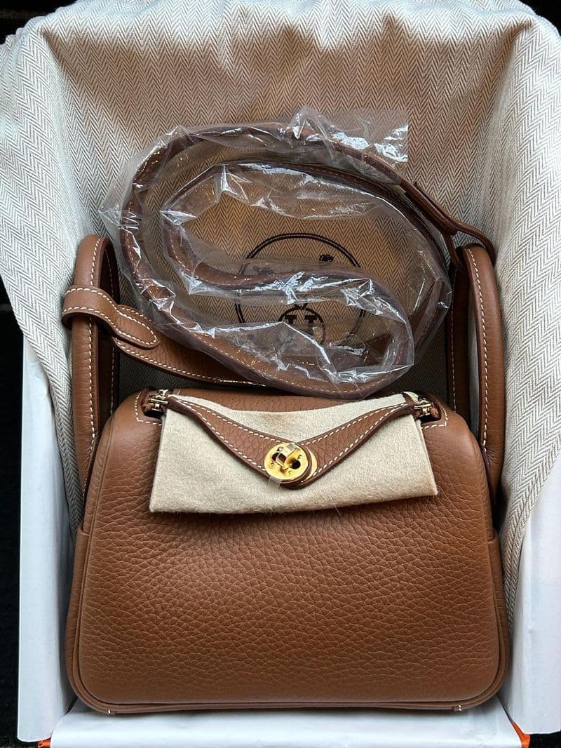 Hermès Mini Lindy in Gold TC GHW hardware