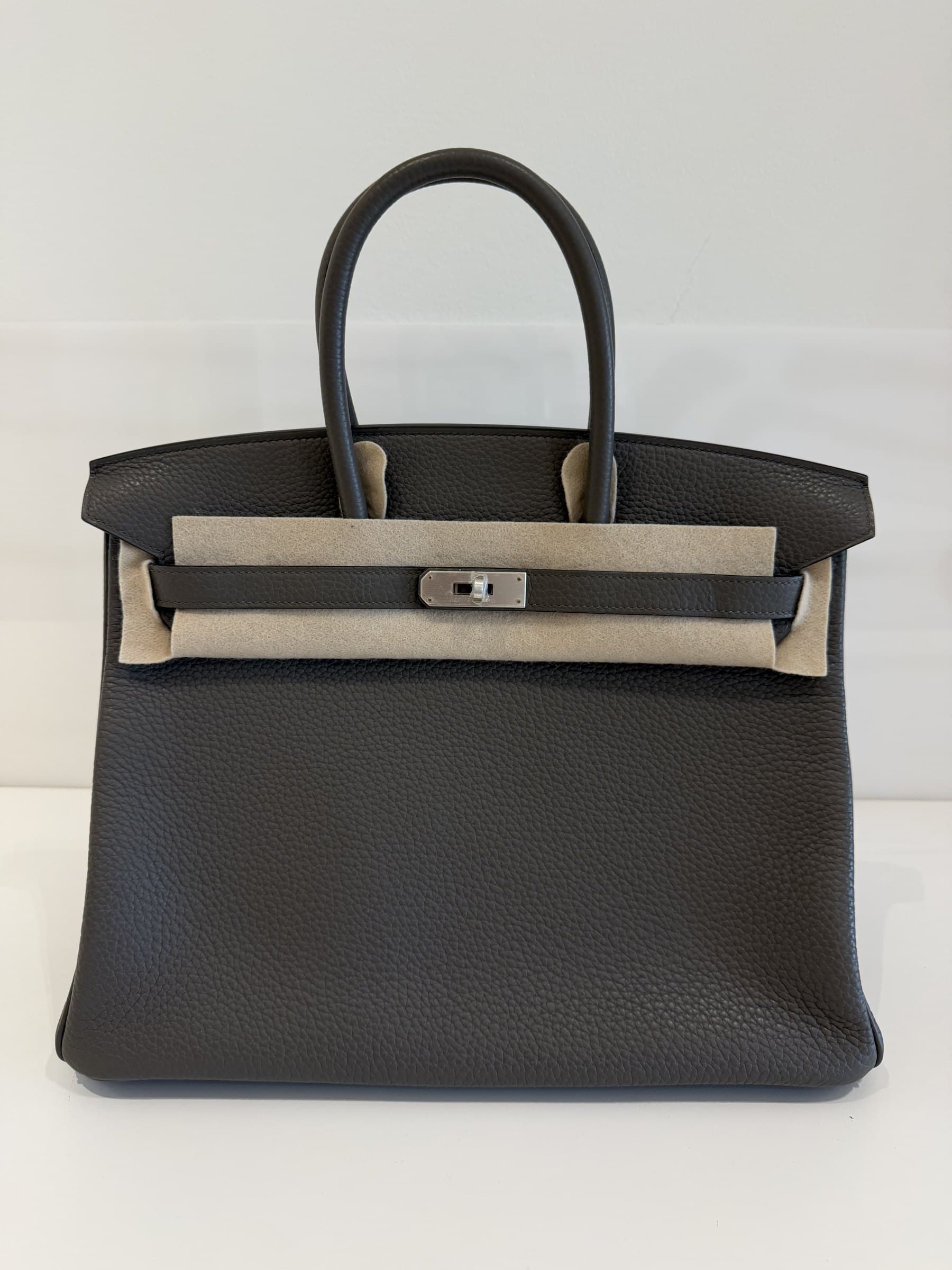 Hermès Birkin 35 HSS Etain Clemence Brushed Palladium Hardware