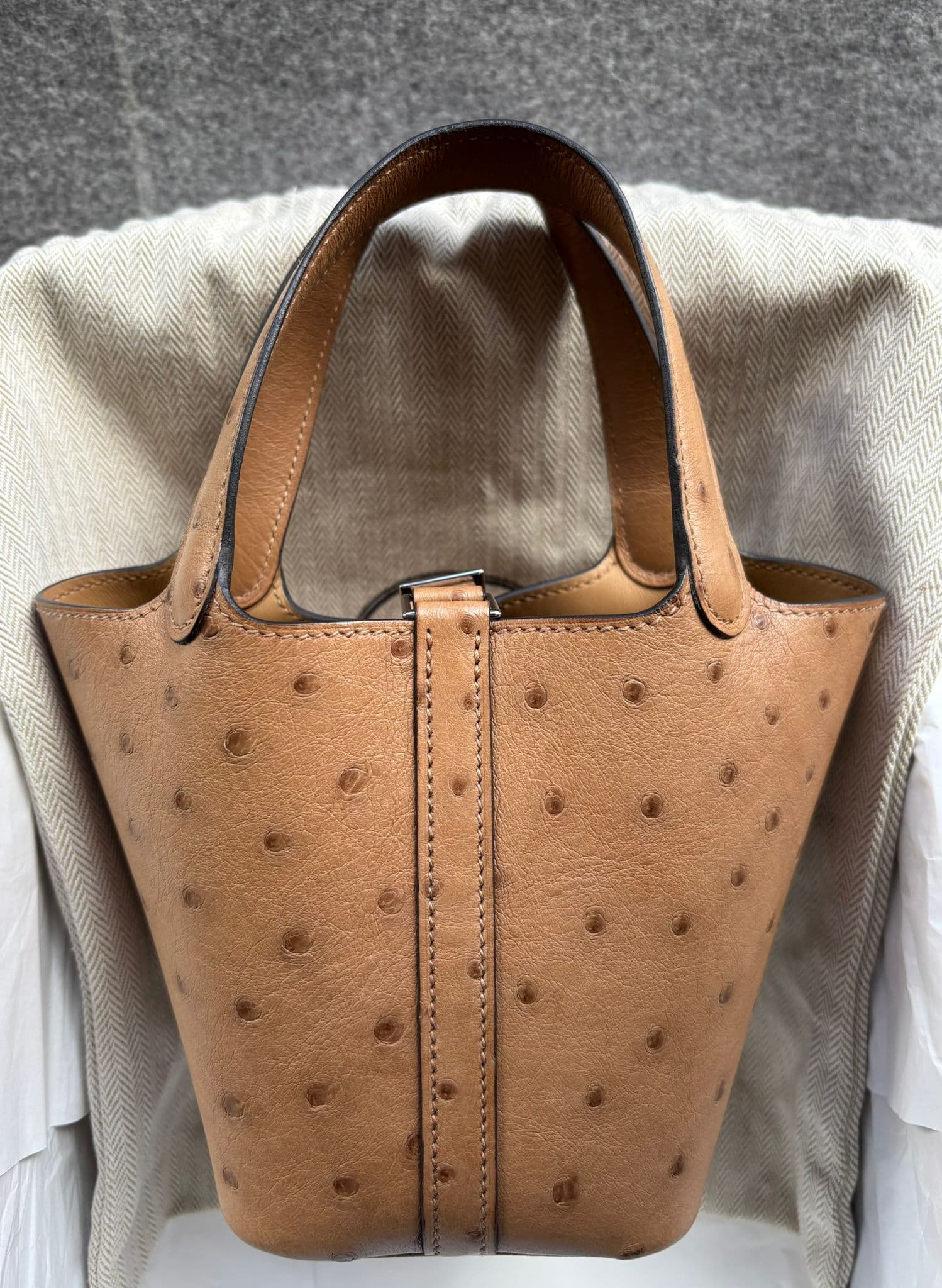 Hermès Picotin 14 in Chai Ostrich PHW hardware